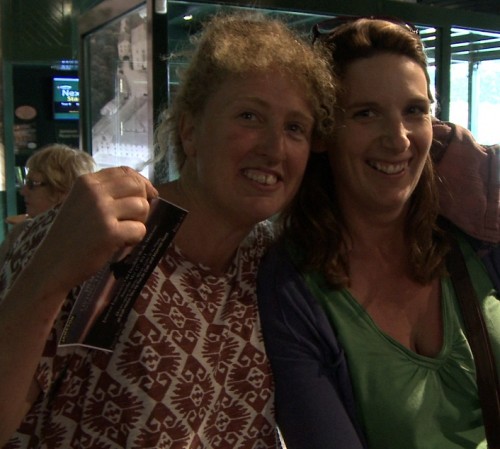 Colleen and friend arriving for the Première of Living The Tradition at the Midleton Mid May Festival 2014.